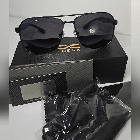 LUENX Sunglasses for Men Square Polarized Polygon Lens - UV 400 Protection with - Picture 2 of 12